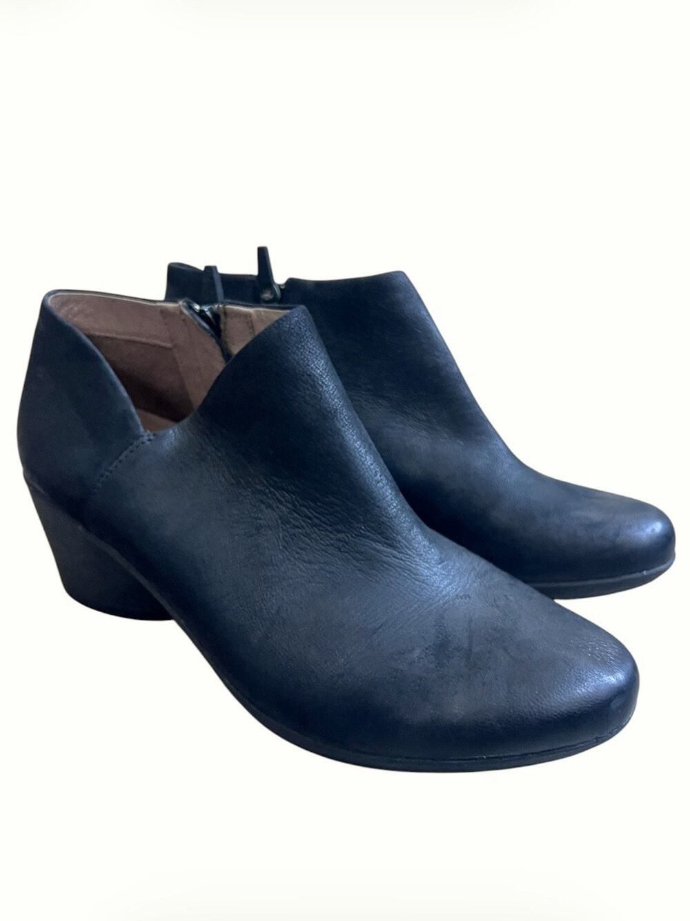Dansko Raina Ankle Booties Sz 41 US 10.5 11 Black Burnished Soft Leather Zipper